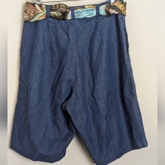 Highwaisted 100% Cotton Shorts, Thigh Length Scarf Belt Women's Size Medium - Picture 2 of 11
